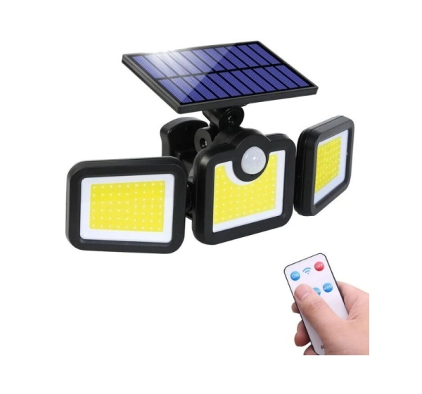 Elight   Solar Sensor Wall Light 3in1 LS6 with Motion Sensor, Remote Control & Wired Solar Panel Black