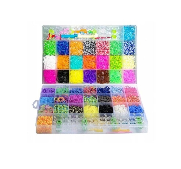 Kiddyz 4400pcs Bracelet Making Kit Rubber Bands Hooks Clips & Charms Organized Storage Box Multicolor