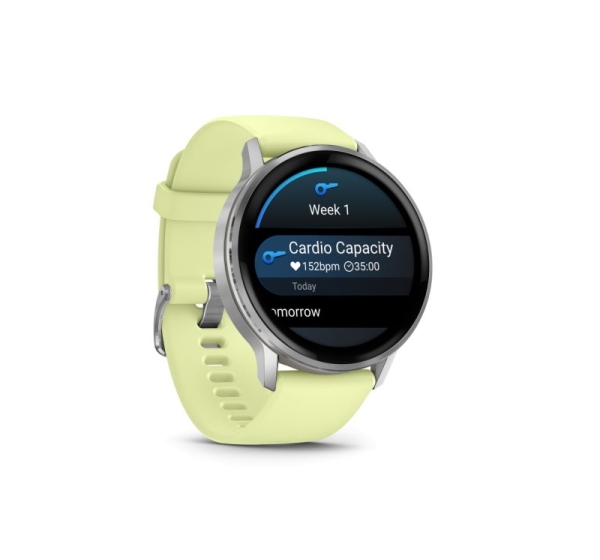 Garmin Venu 4 - 45mm, Silver with Citron Silicone band sports watch