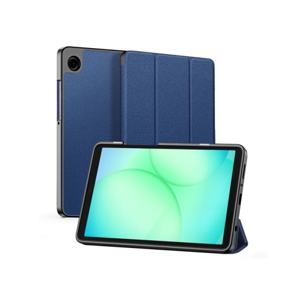 Dux Ducis Samsung Galaxy Tab A9 / Tab A11 Domo Series Tri-fold Stand PU Leather Tablet Cover Blue