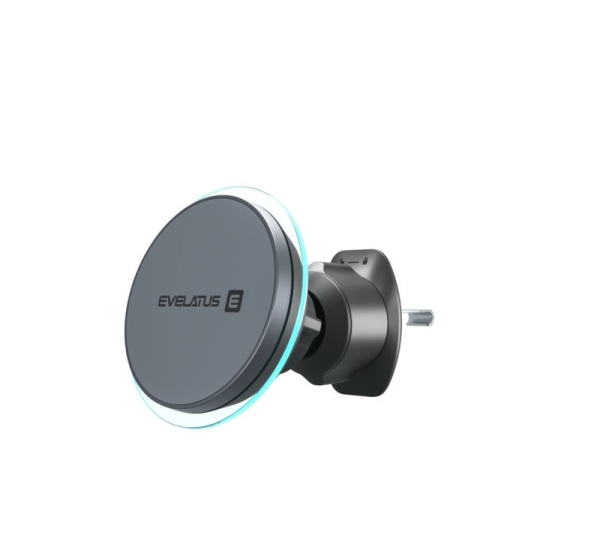 Evelatus MagSafe 15W Qi Wireless Charging Magnetic Air Vent Mount with Cable USB A to USB C (for Car Air Vent) Black