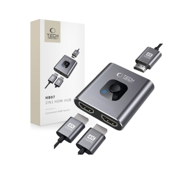 Tech-Protect Tech-Protect HB07 HUB Adapter 2in1 HDMI 4K 60HZ - gray