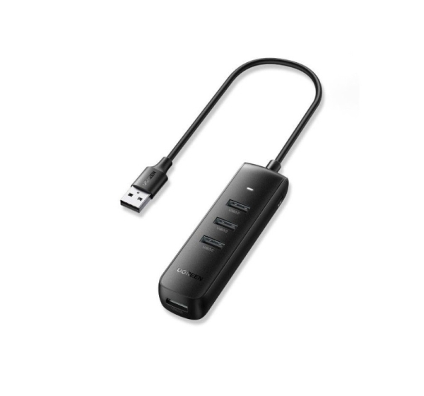 Ugreen   4-in-1 USB HUB - 4x USB Type A 3.0 PD DC 12V 0.25m black (CM416 10915) Black