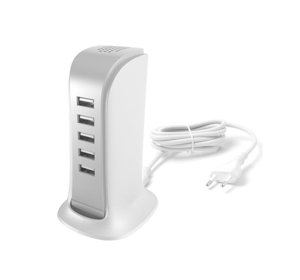 Dudao   5x USB charger with built-in EU power cable white (A5EU)