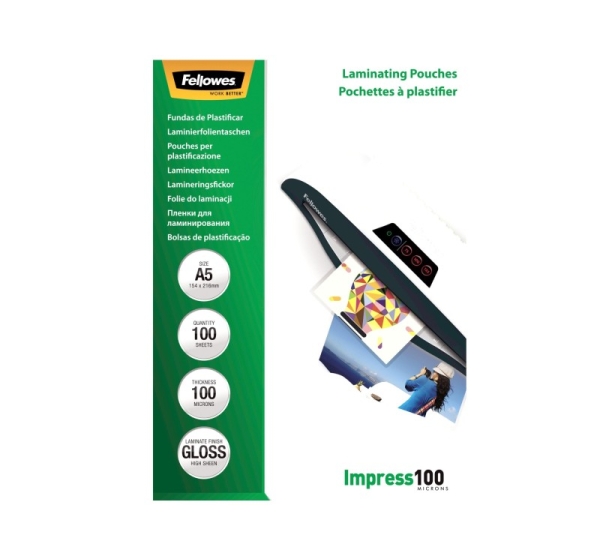 LAMINATOR POUCH GLOSSY/A5 100 100PCS 5351002 FELLOWES
