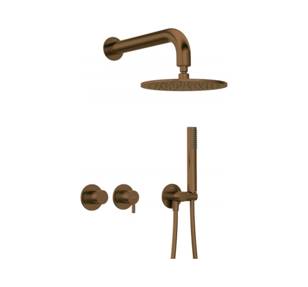 Concealed shower set with head - horiz. tap