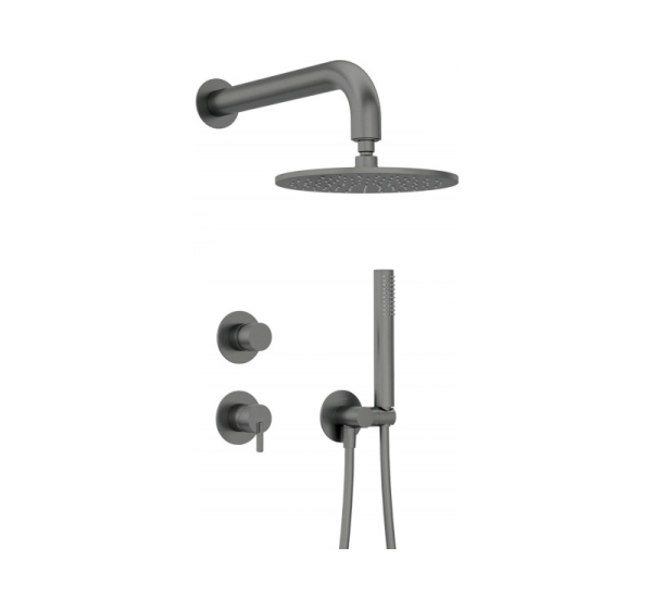 Concealed shower set with overhead shower