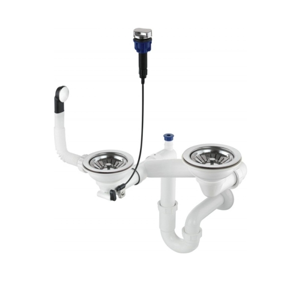 Siphon for 1.5- and 2-bowl granite sink - Space-Saver