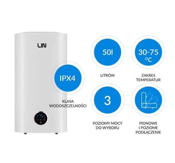 Electric water heater LIN LIFVD1SMWH 50L UNIVERSAL white