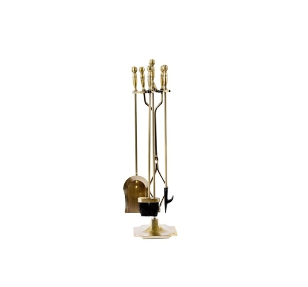FIREPLACE TOOLS SET 5 1A ANTIQUE BRASS