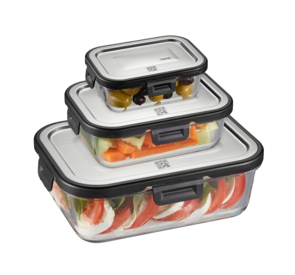 Set of 3 rectangular glass containers Gefu Milo G -12799