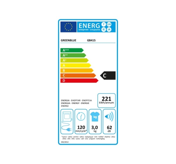GreenBlue electric tumble dryer for clothes, 3kg load, GB415 GR