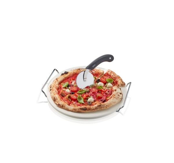 Set: pizza cutter + stone with round stand DARIOSO