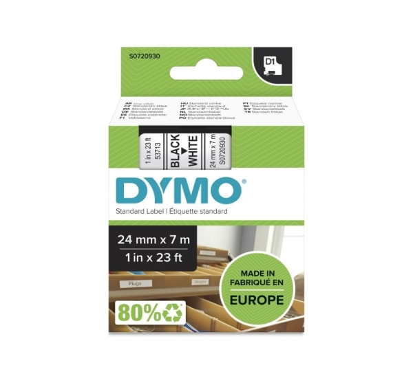 DYMO Authentic D1 Labels | Black Print on White | 24mm x 7m | Self-Adhesive Labels for LabelManager Label Printers