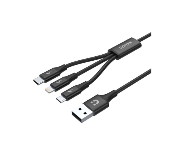 UNITEK C14049BK USB cable 1.2 m USB 2.0 USB C Micro-USB B/Lightning Black