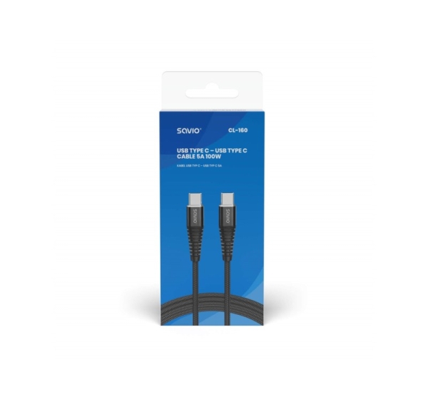 Savio CL-160 USB cable 2 m USB 2.0 USB C - USB C Black