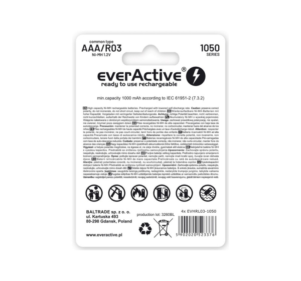 Rechargeable batteries everActive Ni-MH R03 AAA 550 mAh Infinity Line