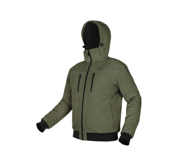 Insulated jacket with hood OUTDOOR, green, size M