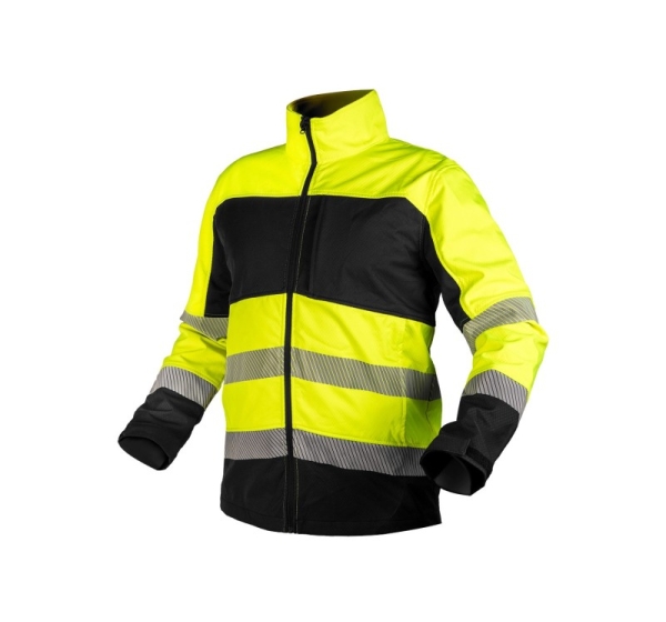 Kurtka robocza ostrzegawcza Softshell, żółto-czarna, rozmiar S