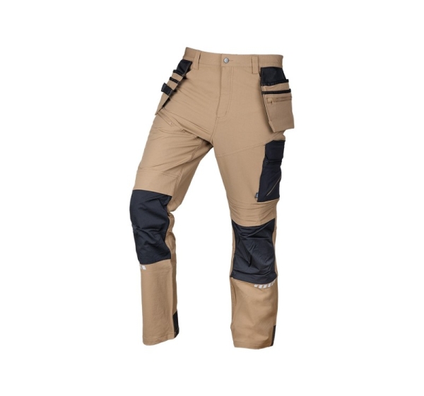 Spodnie robocze Mix&Match, 4 way stretch, z kaburami, Cordura, beżowo-czarne, rozmiar M