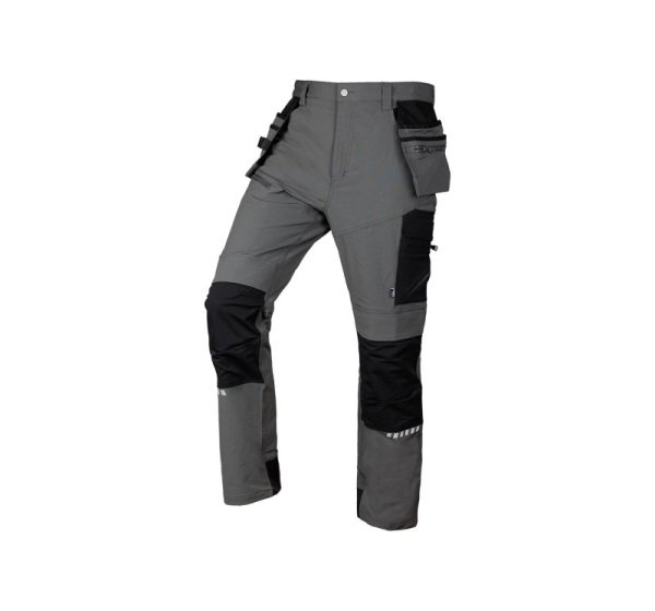 Spodnie robocze Mix&Match, 4 way stretch, z kaburami, Cordura, szaro-czarne, rozmiar M
