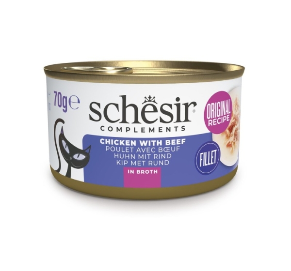 SCHESIR Chicken with beef in broth - wet cat food - 70g