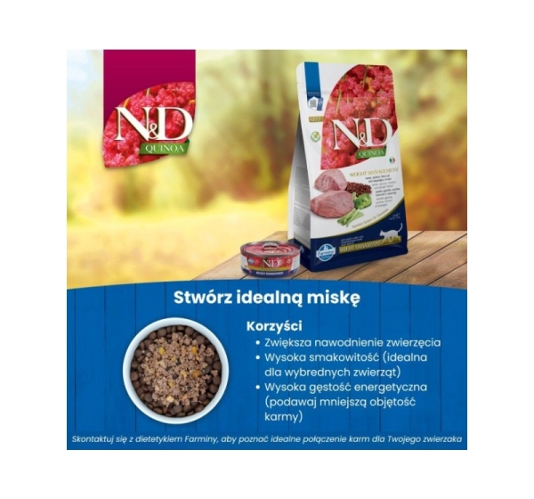 FARMINA N&D Quinoa Weight Management Lamb - suché krmivo pro kočky - 5kg