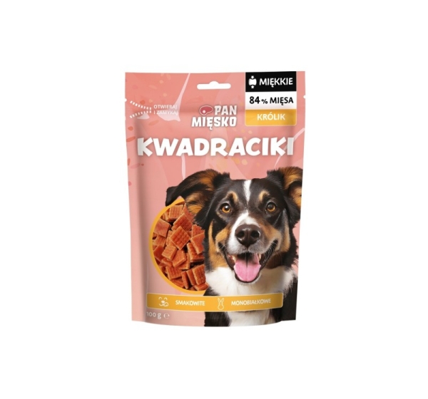 PAN MIĘSKO Squares Rabbit - dog treat - 100g