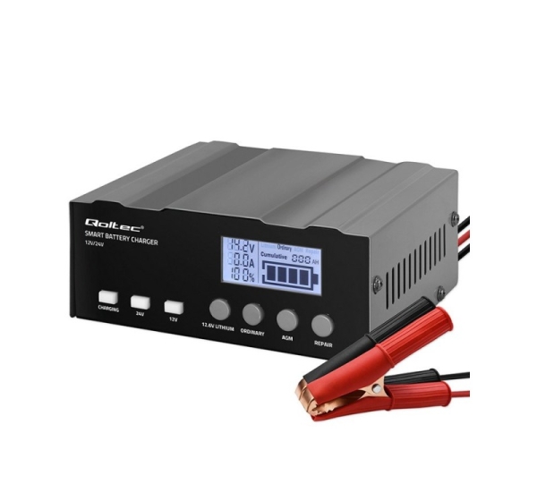 Qoltec 12V Smart Microprocessor Charger 12.6V 24V Charger with repair function for AGM GEL