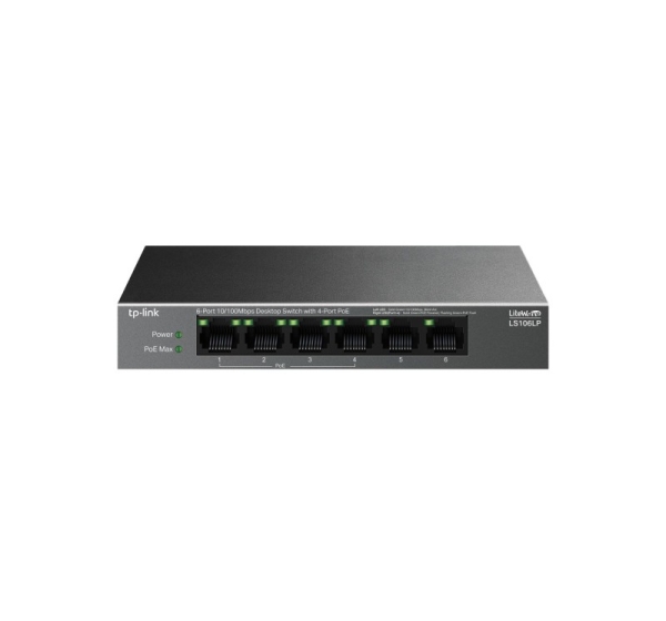 TP-Link LiteWave LS106LP network switch Unmanaged Fast Ethernet (10/100) Power over Ethernet (PoE) Black