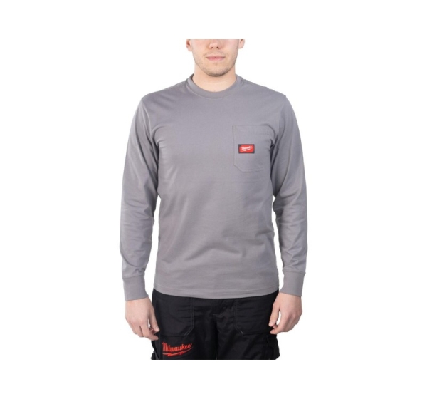 MILWAUKEE LONG SLEEVE POCKET T-SHIRT - LIGHT GREY WTLSGR-XXL