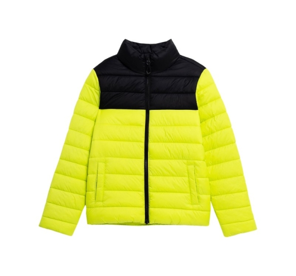 Boys' down jacket 4F juicy green 4FJSS23TDJAM077 45S 122cm