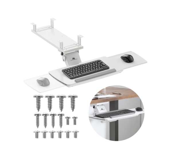 Maclean under-desk keyboard holder, adjustable, max. 5kg, white, MC-156 W