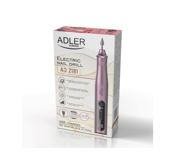 Adler AD 2181 Nail milling machine - 11-in-1 set Pink