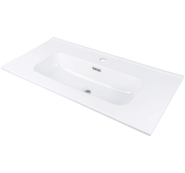 Ceramic recessed washbasin with space for a tap - 80 cm