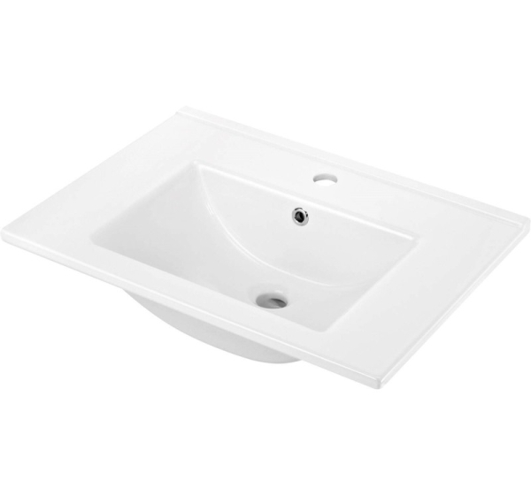Ceramic recessed washbasin with space for a tap - 60 cm