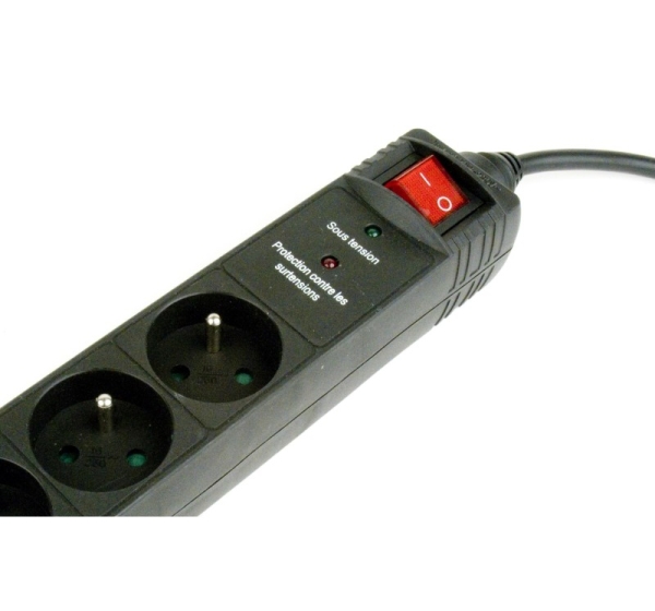 Gembird Surge protector, 5 French sockets, 3 m, black