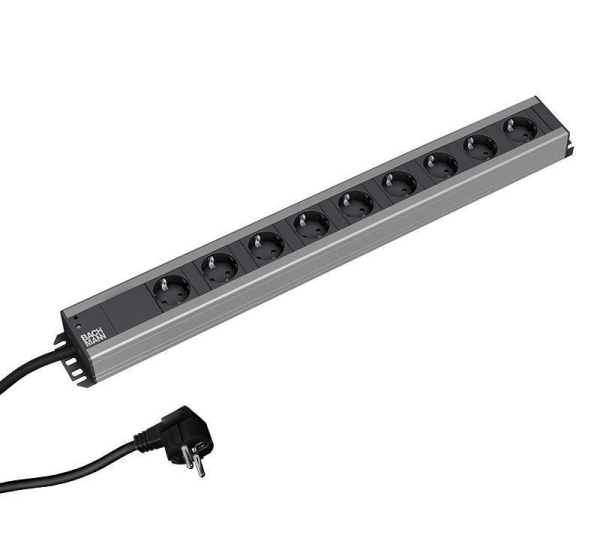 Bachmann 300.001 power extension 2 m 9 AC outlet(s) Indoor Black, Grey