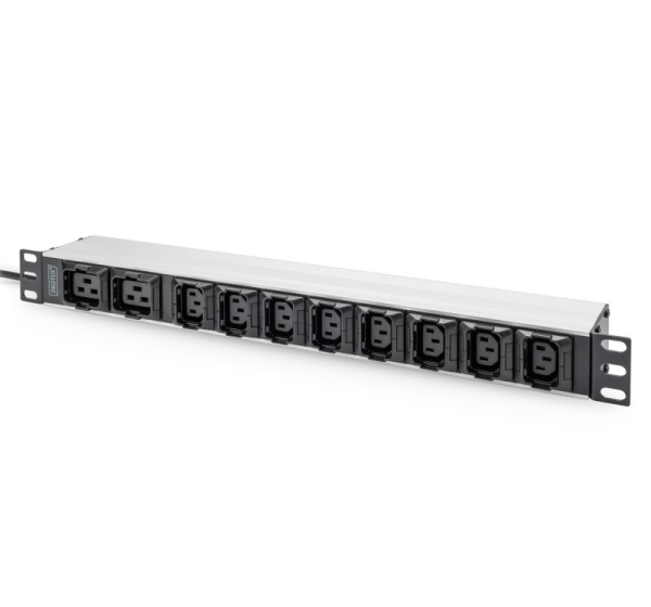 Digitus Socket strip with aluminum profile, 10-way, 2 m supply cable, IEC C20 plug