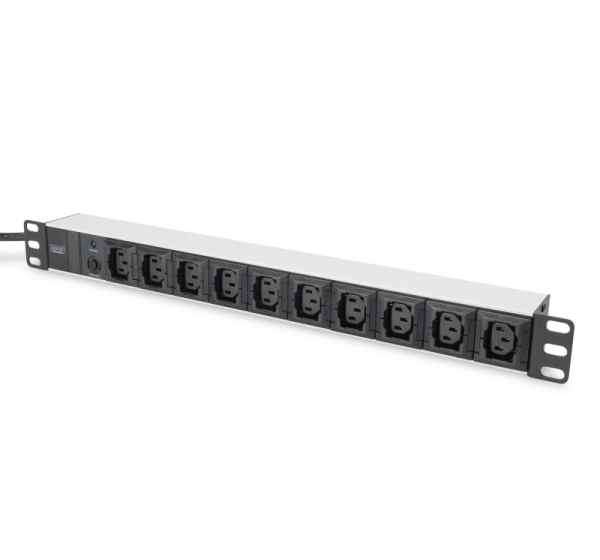 Digitus Socket strip with aluminum profile, 10-way, 2 m supply cable IEC C14 plug