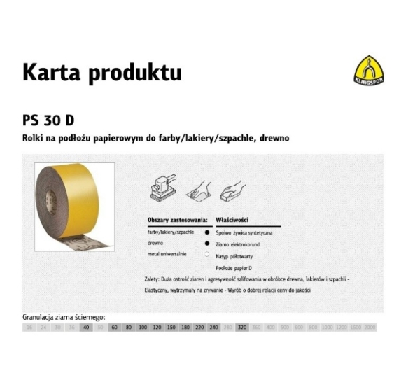 KLINGSPOR PAPIER ROLKA 115mm PS30D P 40 (50mb)