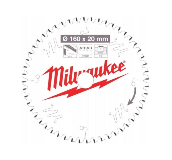 MILWAUKEE CIRCULAR SAW BLADE 160x20x2.2x52z TF ALUMINUM
