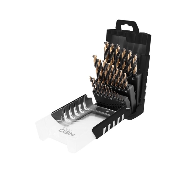 Wiertła do metalu HSS-CNC, 124°, "Pro-Tec", 1.0 - 13.0 mm, zestaw 25 szt.