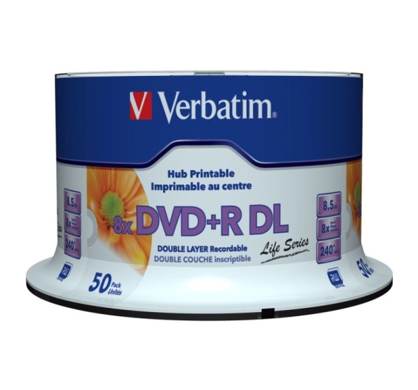 DVD+R Verbatim 8,5GB 50pcs 8x wide printable surface