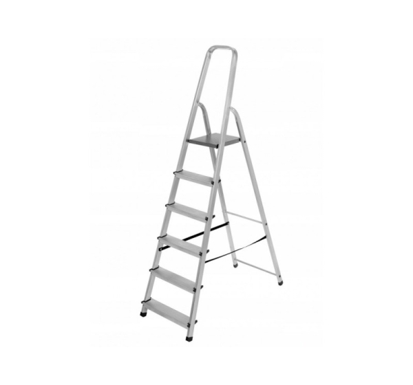 Aluminum ladder freestanding 6 steps 125kg