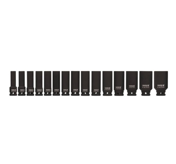 Impact sockets YT. 15 pieces 1/2" length 1055 10-32mm