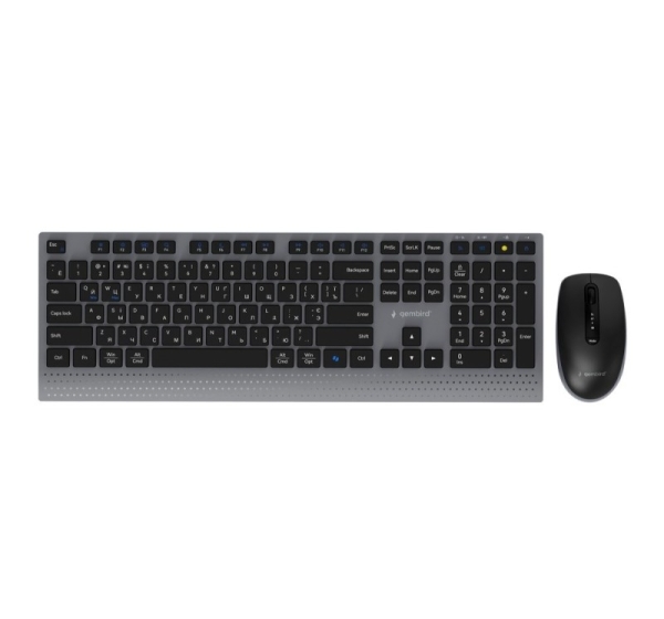 Gembird KBS-WPS-02-CYRL Dual-mode slim wireless desktop set, 2.4G+BT, RU layout