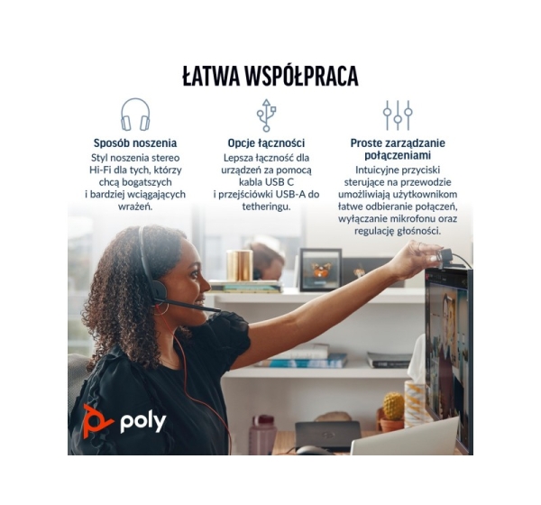 Poly Blackwire 3220 Stereo USB-C Black