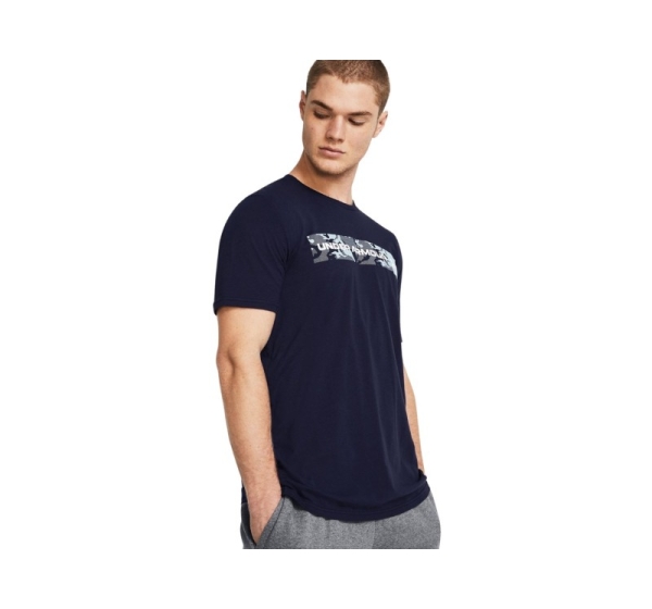 Under Armour Camo Chest Stripe Men's T-Shirt Navy Blue 1376830 410 M