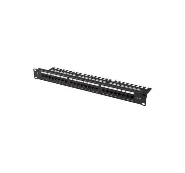 PATCH PANEL 24 PORT 1U 19" CAT.6A UTP WITH CABLE ORGANIZER BLACK LANBERG